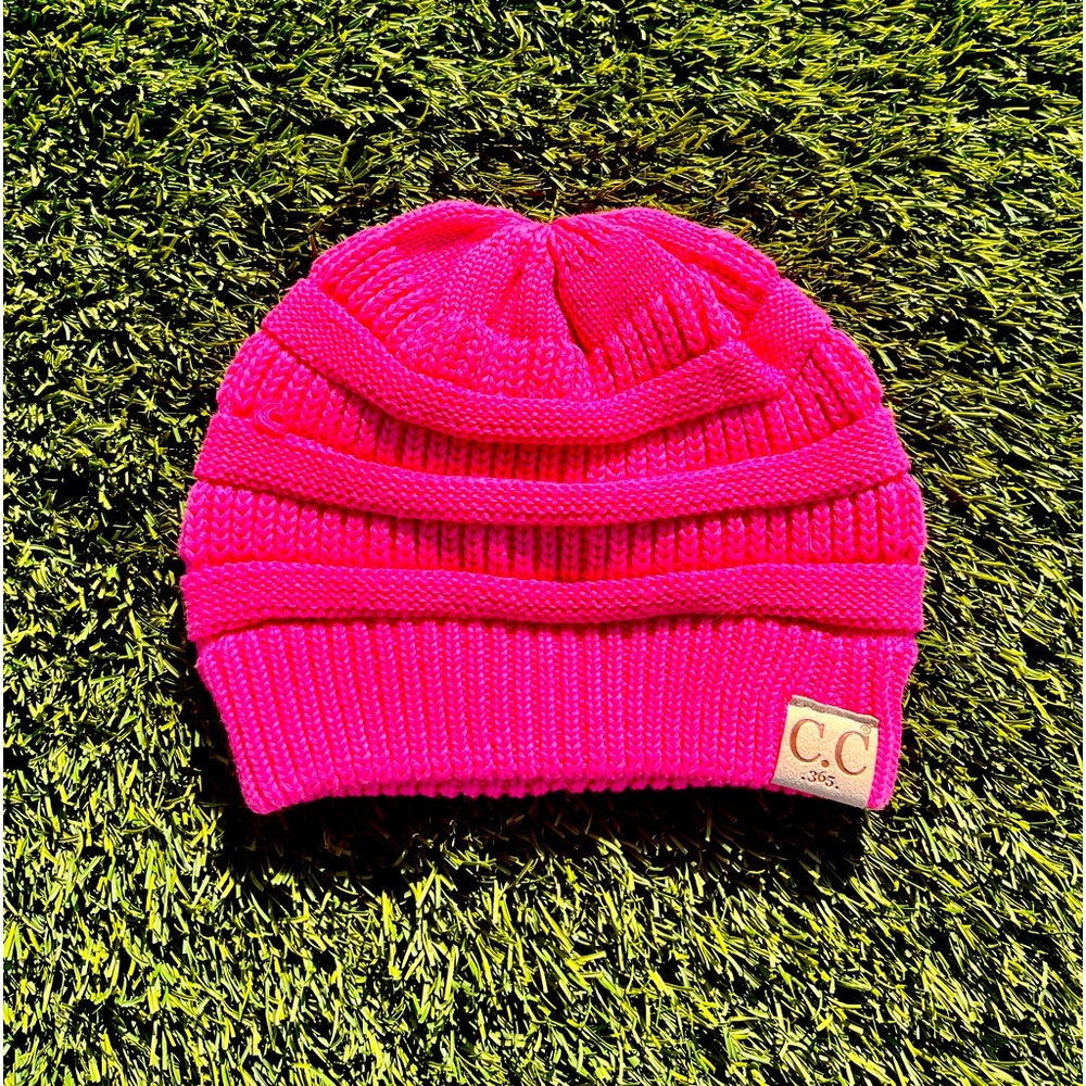 C.C Cable Knit Beanie - Pink